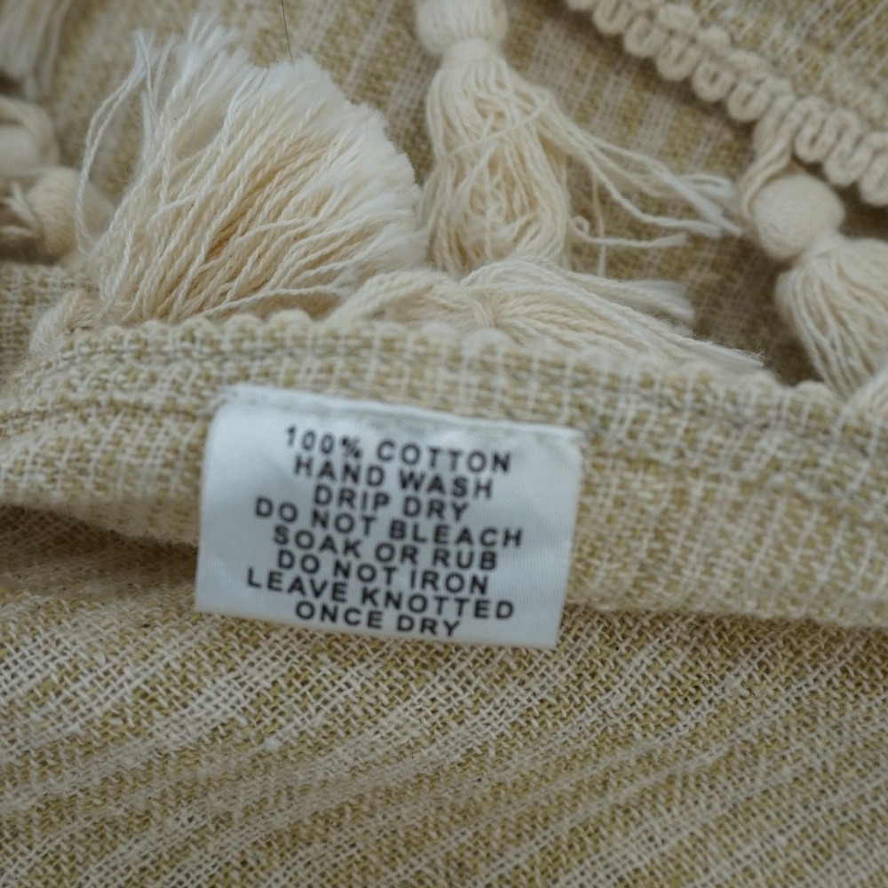 Vintage by Naudic Poncho Cotton Beach Cover up Tassel Trim Coastal Cowgirl Large - Picture 7 of 7